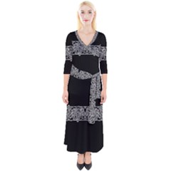 Derivation And Variations 4 Quarter Sleeve Wrap Maxi Dress by dflcprintsclothing