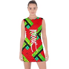 Pop Art Mosaic Lace Up Front Bodycon Dress by essentialimage365