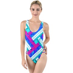 Pop Art Mosaic High Leg Strappy Swimsuit by essentialimage365