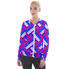 Pop Art Mosaic Velvet Zip Up Jacket by essentialimage365