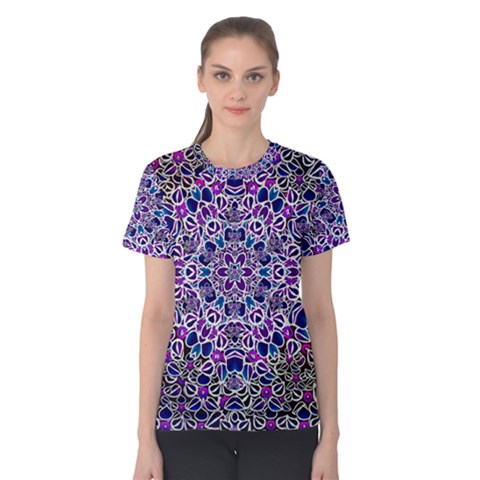 Digital Painting Drawing Of Flower Power Women s Cotton Tee by pepitasart