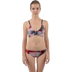 Abstract Tiles, Mixed Color Paint Splashes, Altered Wrap Around Bikini Set by Casemiro