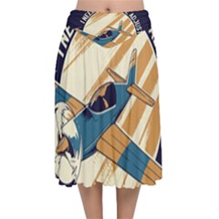 Airplane - I Need Altitude Adjustement Velvet Flared Midi Skirt