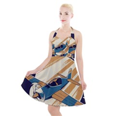 Airplane - I Need Altitude Adjustement Halter Party Swing Dress  by DinzDas