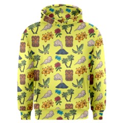 Tropical Island Tiki Parrots, Mask And Palm Trees Men s Overhead Hoodie by DinzDas