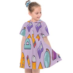 Back To School And Schools Out Kids Pattern Kids  Sailor Dress by DinzDas