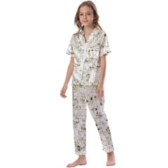 Geometric Abstract Sufrace Print Kids  Satin Short Sleeve Pajamas Set by dflcprintsclothing