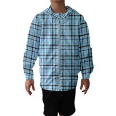 Sky Blue Tartan Plaid Pattern, With Black Lines Kids  Hooded Windbreaker by Casemiro