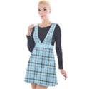 Sky blue tartan plaid pattern, with black lines Plunge Pinafore Velour Dress View1