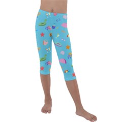 Summer  Beach  The Sun Kids  Lightweight Velour Capri Leggings  by SychEva