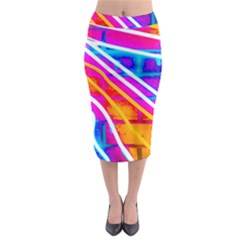 Pop Art Neon Wall Midi Pencil Skirt by essentialimage365