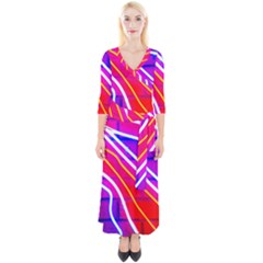 Pop Art Neon Lights Quarter Sleeve Wrap Maxi Dress by essentialimage365