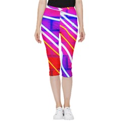 Pop Art Neon Lights Inside Out Lightweight Velour Capri Leggings  by essentialimage365