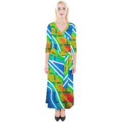 Pop Art Neon Wall Quarter Sleeve Wrap Maxi Dress by essentialimage365