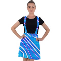 Pop Art Neon Wall Velvet Suspender Skater Skirt