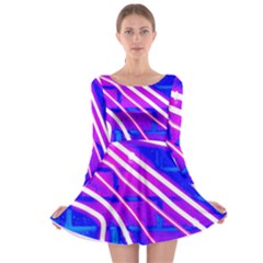Pop Art Neon Wall Long Sleeve Skater Dress by essentialimage365