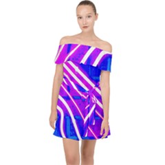 Pop Art Neon Wall Off Shoulder Chiffon Dress by essentialimage365