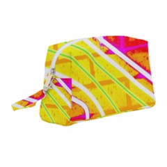 Pop Art Neon Wall Wristlet Pouch Bag (medium) by essentialimage365