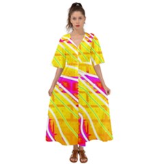 Pop Art Neon Wall Kimono Sleeve Boho Dress by essentialimage365