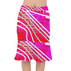 Pop Art Neon Wall Short Mermaid Skirt by essentialimage365