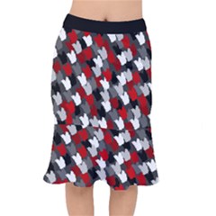 Abstract Paint Splashes, Mixed Colors, Black, Red, White Short Mermaid Skirt by Casemiro