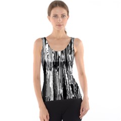 Black And White Abstract Linear Print Tank Top by dflcprintsclothing