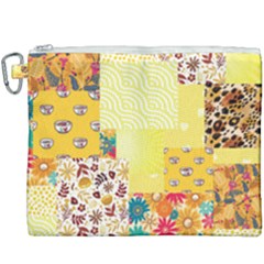 Yellow Floral Aesthetic Canvas Cosmetic Bag (xxxl) by designsbymallika