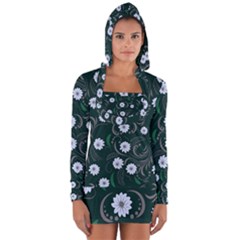 Folk Flowers Art Pattern Floral  Surface Design  Seamless Pattern Long Sleeve Hooded T-shirt by Eskimos