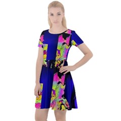 Neon Aggression Cap Sleeve Velour Dress  by MRNStudios