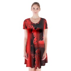 Red Light Short Sleeve V-neck Flare Dress by MRNStudios