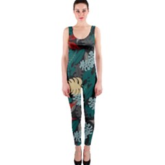 Tropical Autumn Leaves One Piece Catsuit by tmsartbazaar