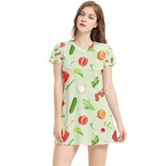 Seamless Pattern With Vegetables  Delicious Vegetables Women s Sports Skirt by SychEva