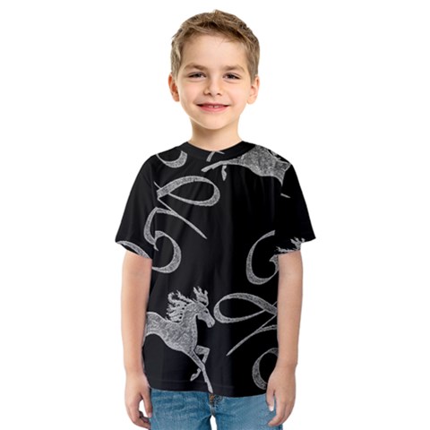 Kelpie Horses Black And White Inverted Kids  Sport Mesh Tee by Abe731