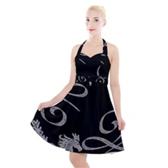 Kelpie Horses Black And White Inverted Halter Party Swing Dress  by Abe731