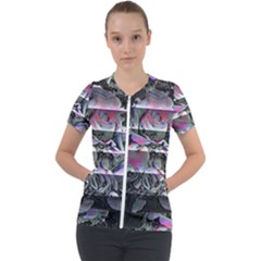 Techno Bouquet Short Sleeve Zip Up Jacket by MRNStudios