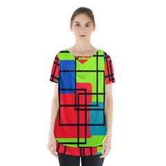 Colorful Rectangle Boxes Skirt Hem Sports Top by Magicworlddreamarts1