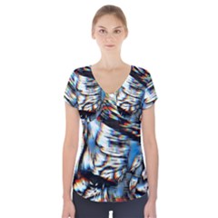 Rainbow Vortex Short Sleeve Front Detail Top by MRNStudios