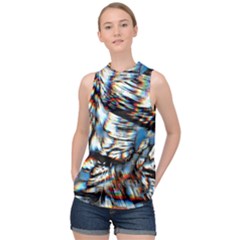 Rainbow Vortex High Neck Satin Top by MRNStudios