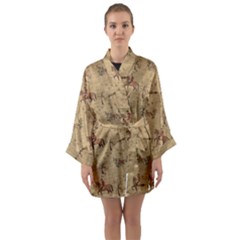 Foxhunt Horse And Hounds Long Sleeve Satin Kimono by Abe731