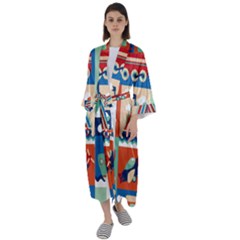 Travel With Love Maxi Satin Kimono by designsbymallika