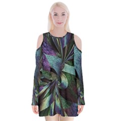 Cyclone Velvet Long Sleeve Shoulder Cutout Dress by MRNStudios