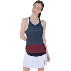 Navy Blue Red Stripe Crest Racer Back Mesh Tank Top by Abe731