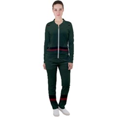 Dark Green Solid Dark Green Black Red Stripe Curved Dark Green Black Red Stripe Casual Jacket And Pants Set by Abe731