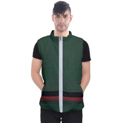 Dark Green Solid Dark Green Black Red Stripe Curved Dark Green Black Red Stripe Men s Puffer Vest by Abe731