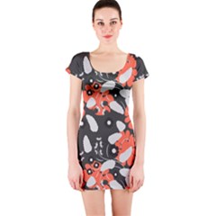 Folk Flowers Art Pattern Floral   Short Sleeve Bodycon Dress by Eskimos