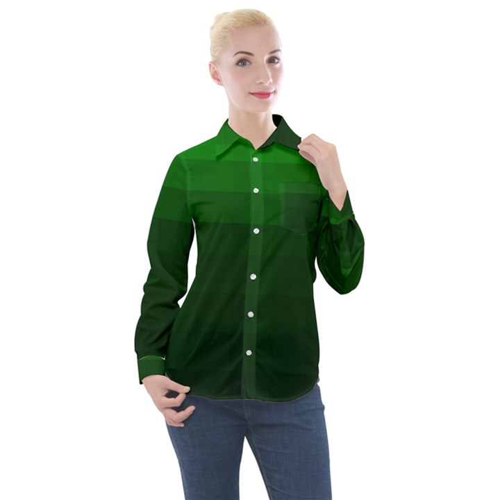 Zappwaits-green Women s Long Sleeve Pocket Shirt