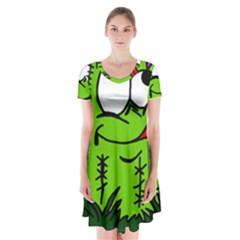 Cactus Short Sleeve V-neck Flare Dress by IIPhotographyAndDesigns