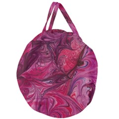 Red Feathers Giant Round Zipper Tote by kaleidomarblingart