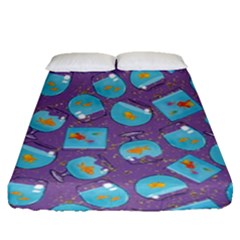 Aquarium With Fish And Sparkles Fitted Sheet (queen Size) by SychEva