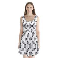 Black White Minimal Art Split Back Mini Dress  by designsbymallika